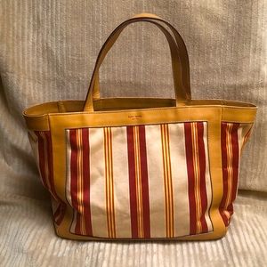 Kate Spade Tote- Red Stripe/Tan Leather Authentic